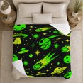 thumbnail image 5 of Retro Neon Space Adventure Flying Saucers Planets, Playful Celestial Art Scene, Warm Flannel Blanket for Home Library and Reading Nook, Celestial Art Lovers Housewarming Gift, Fantasy Home Decor, 5 of 9