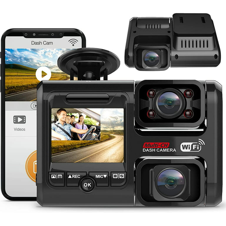4K Dash Cam W/GPS WiFi, Front and Inside Dual 2.5K 1440p Dash