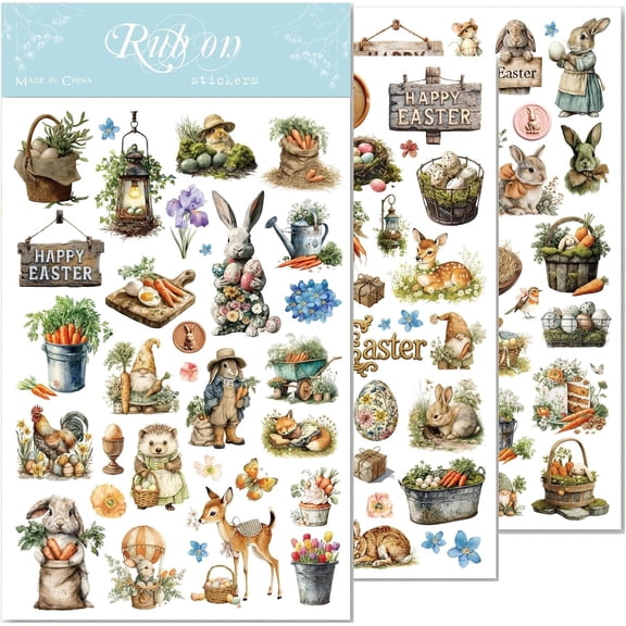 CATaireen Easter Rub on Transfer Stickers for Adults Craft Scrapbook Spring Press Decal DIY Paper Fabric Wood Decorations
