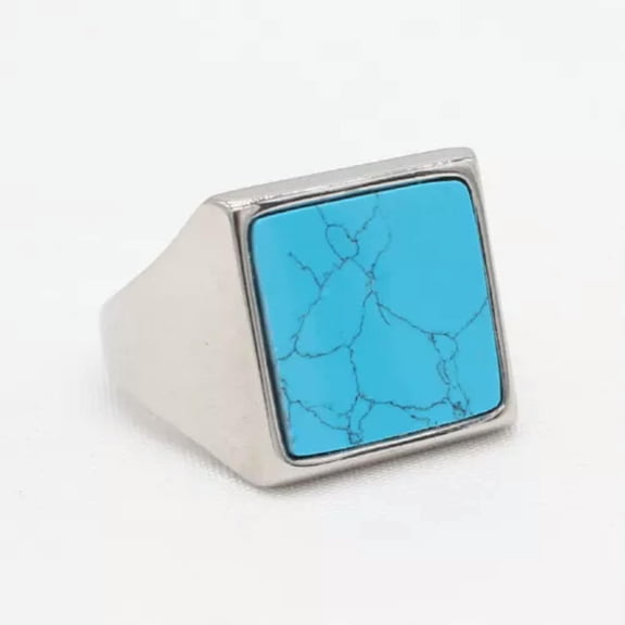 QQTDFG Men Stainless Steel Signet Ring Pinky Thumb Band Dad Father Anillos De Hombre-Blue-9