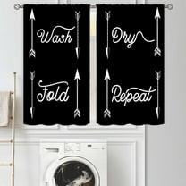 Laundry Room Curtians, Black Yellow Laundry Wash Dry Quotes Rod Pockets Rural Country Farmhouse Laundry Drapes Treatments for Kitchen Living Room Bedroom Bathroom Windows 2 Panels, 84"x63" Inch