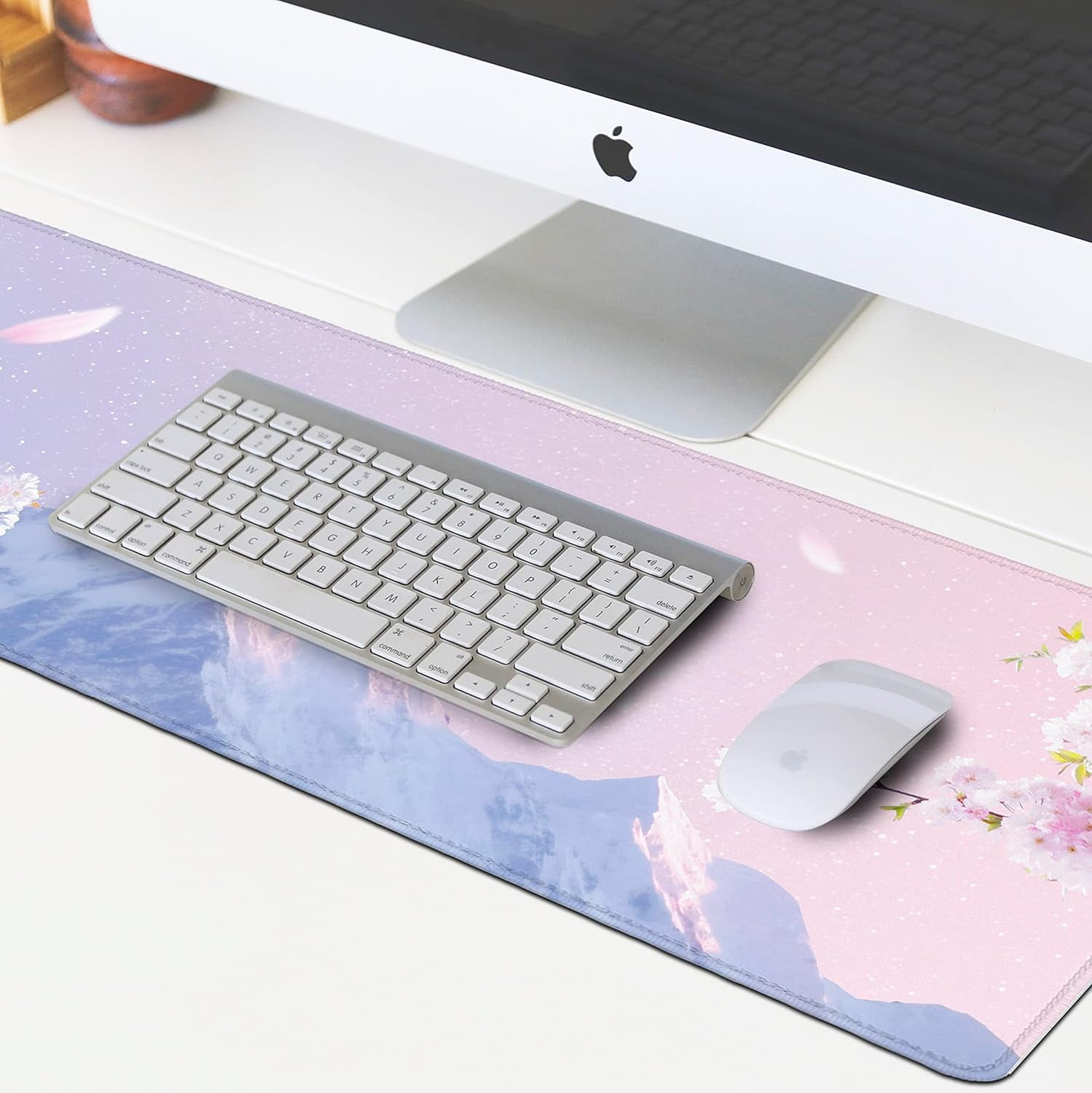 Pink Extended Mouse Pad Large XXL Mouse Mat 31.06" x 11.8" Desk Pad Laptop Computer Mousepad with Non-Slip Rubber Stitched Edges for Office, Work, Game