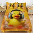 thumbnail image 2 of Q-version Funny Little Yellow Duck Bedding Sets Twin Duvet Cover 3 Piece Cute Bed Set for Boys Girls Kid, 2 of 6