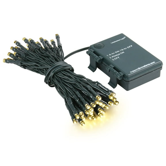 17ft Christmas String Light for Wreath and Garland - 50 Waterproof LED Lights - Indoor and Outdoor Decoration Party - Battery Operated with Timer