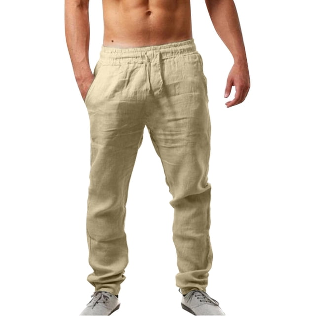 WEAIXIMIUNG Men's Sweatpants with Pockets Open Bottom Men's Elastic Pants Solid Color Breathable Loose Casual Pants