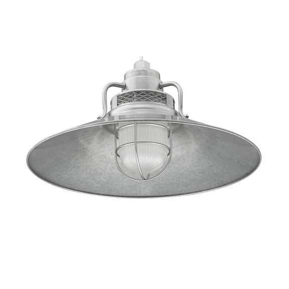 RRRS18-GA-Millennium Lighting-R Series - 1 Light Stem Hung Railroad Shade-10 Inch Tall and 18 Inch Wide-Galvanized Finish