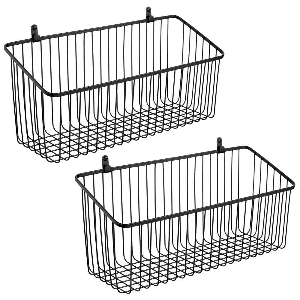 Details about   Portable Metal Farmhouse Wall  Hanging Basket Bin with Handles 2 Pack-Graphite 