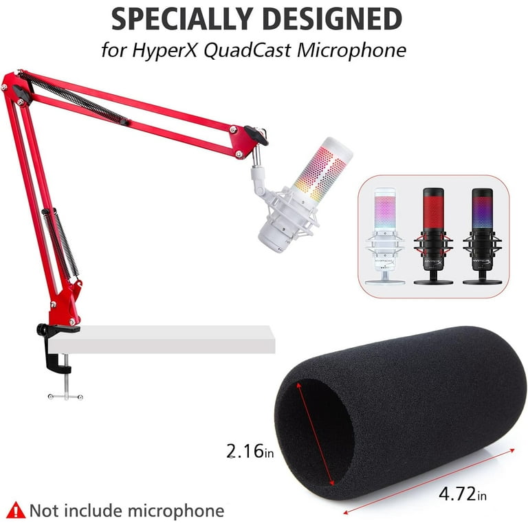 SUNMON, Hyper x QuadCast Boom Arm, Red, with Windscreen and