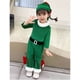 thumbnail image 3 of Conjunto de pantalones navideños verdes para niñas, 3 piezas, sombrero, camiseta y pantalones, disfraz de elfo, fiesta familiar de Año Nuevo, juego de rol, actuación, 3 of 5