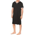 thumbnail image 3 of Men V-neck Long Sleeping Shirt, Solid Color Short Sleeve Split Hem Sleepwear, 3 of 7