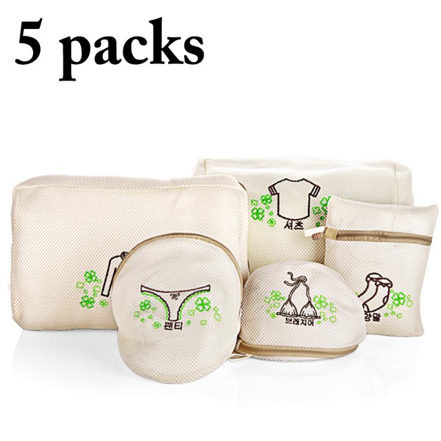 5PCS Mesh Laundry Bag Protective Professional Zipper Wash Bag Mesh Wash Bag