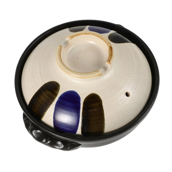 OUNONA Vintage Earthenware Pot Dual Handle Ceramic Cooking Pot with Lid for Soups, Stews, and Rice Dishes