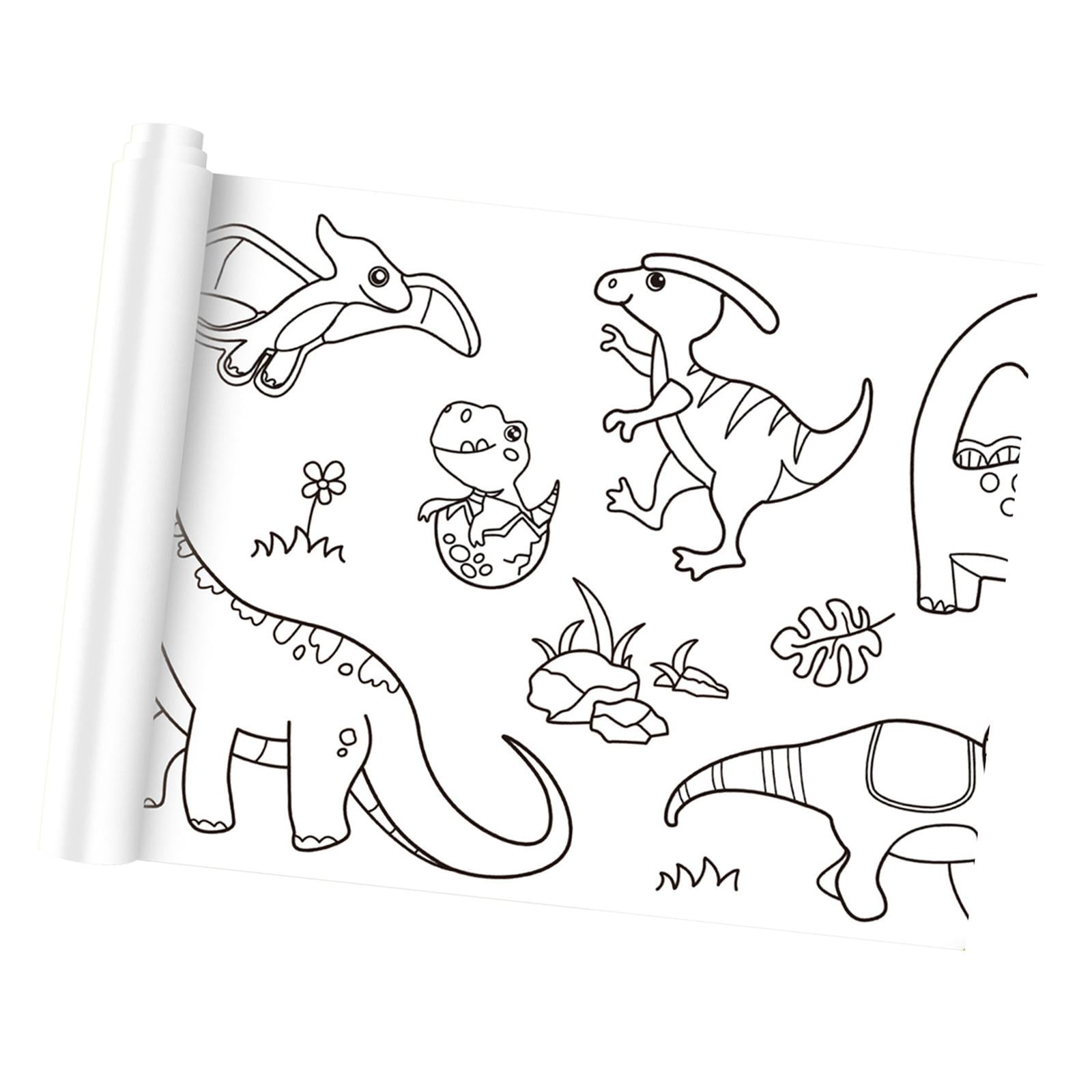 HOMYL 2xColoring Posters Birthday Gift DIY Art Paper Roll Sticky for Home Drawing Dinosaur Paradise 2 Pcs