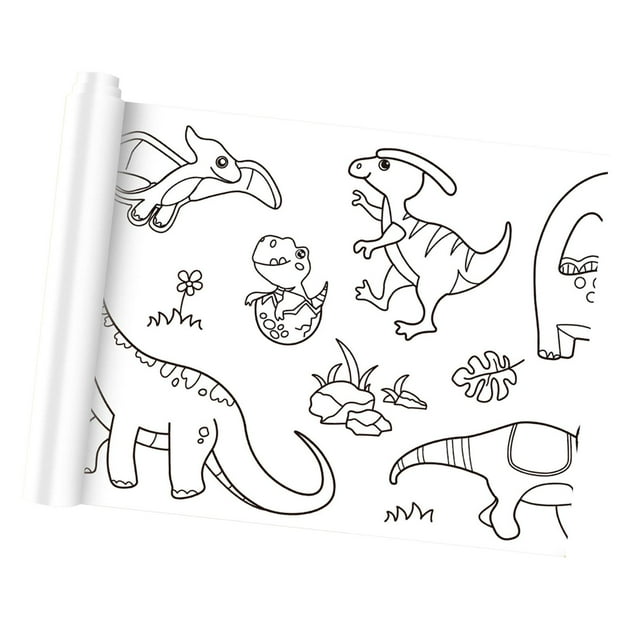 GUOOL Art Paper Roll Sticky Painting Wall Coloring Stickers Coloring Book DIY Coloring Dinosaur Paradise