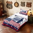 thumbnail image 3 of Manfei American Flag Twin Sheets, Retro 250 Anniversary Bedding, Red Blue White, Navy Reversible 3 Pieces (1 Flat Sheet, 1 Fitted Sheet and 1 Pillowcase), 3 of 6