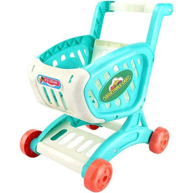 MesaSe Mini Petit Chariot de Magasinage de Magasin Jouet Chariot à Main de Supermarché Modèle Chariot Utilitaire Rangement Jouet Ensemble de Jeu d'Imitation pour Enfants Garçons Bleu