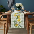 thumbnail image 2 of Summer Lemon Table Runner - 90 Inch Long, Kitchen Dining Table Runner Dresser Scarves, Country Botanical Fruit Green White Check Farmhouse Decor for Coffee Tables Wedding Party Banquet, 2 of 8