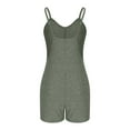thumbnail image 5 of Lenpel Rompers for Women Soft Casual Spaghetti Strap V Neck Ribbed Knit Sleeveless Jumpsuits Summer Short Overalls with Pockets, 5 of 7