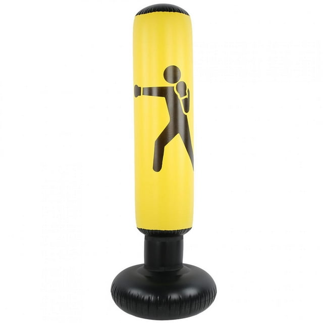 Saco de boxeo inflable para adultos, descompresión, para fitness, grueso, amarillo
