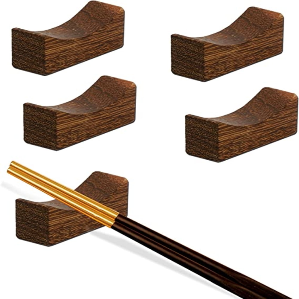 5 Pcs Wooden Chopstick Rests and Holders for Home Restaurant Party
