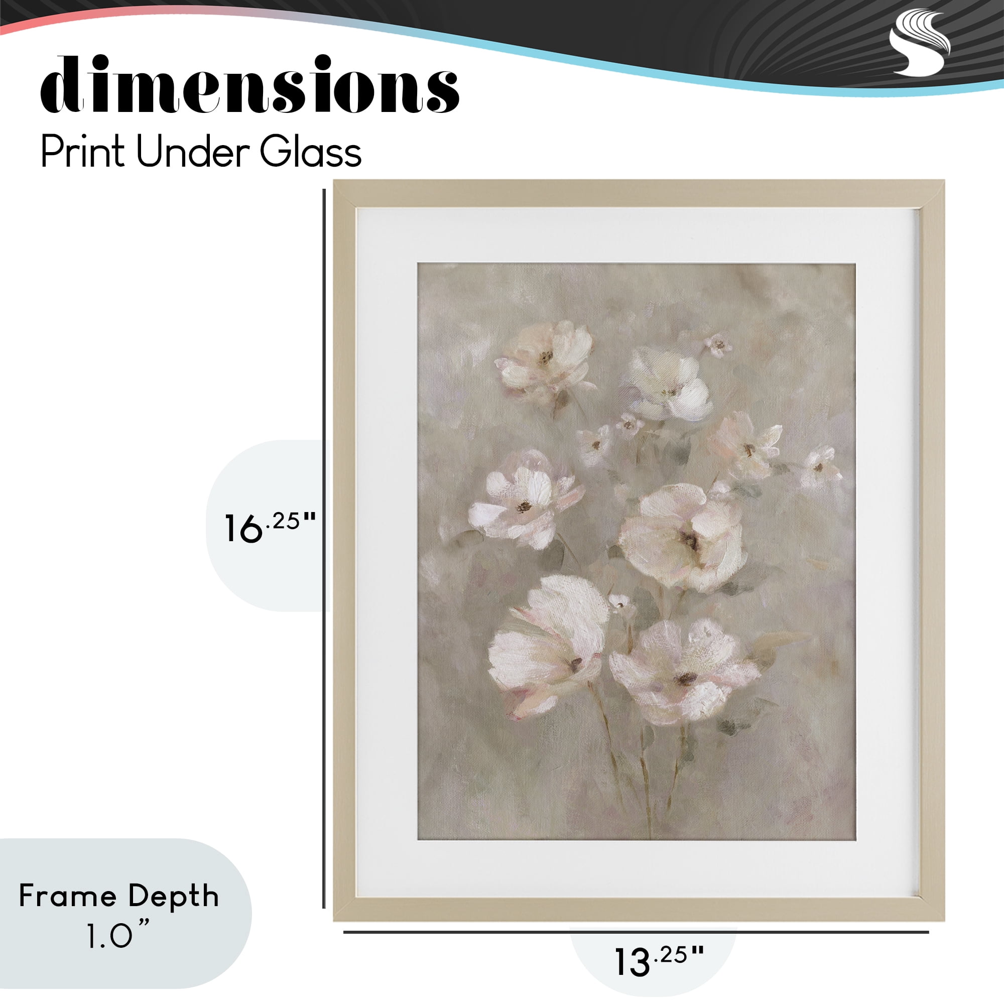 Stupell Industries Blush Florals over Beige Birch Framed Print Under Glass, design by Carol Robinson