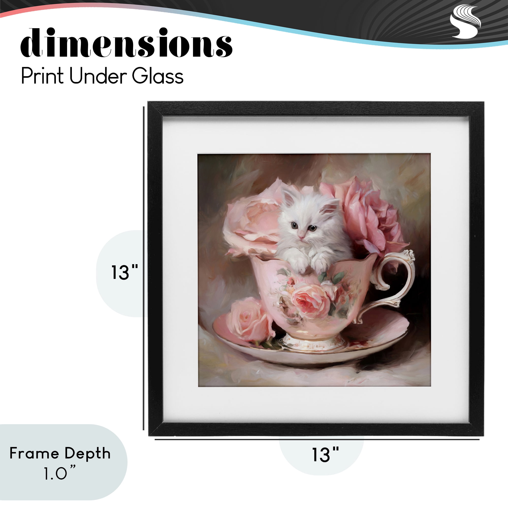 Stupell Industries Little Teacup Kitten Black Framed Print Under Glass, design by Tina LeCour