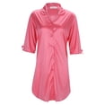 thumbnail image 5 of Hifoo Women's Sleepwear Solid Color Button Down Mid Sleeve Shirt Style Chiffon Cute And Nightgown Soft Casual Home Lapel Loungewear, 5 of 8