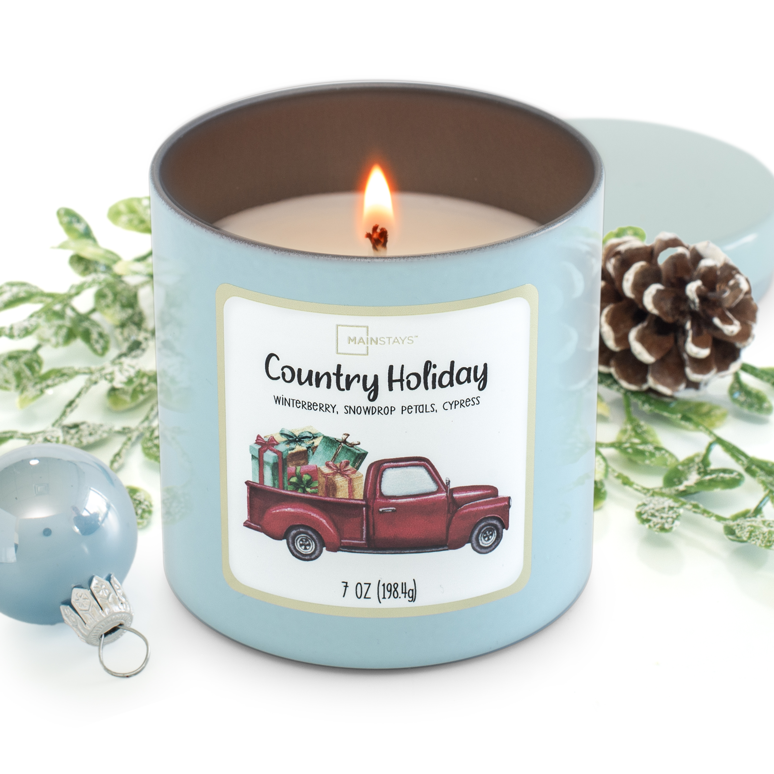Mainstays Country Holiday Scented Single Wick Tin Candle, 7 oz