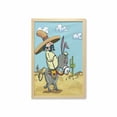 thumbnail image 1 of Cartoon Wall Art with Frame, Mexican Man Wearing Sombrero Hat Riding a Donkey in the Desert with Cactus Plants, Printed Fabric Poster for Bathroom Living Room, 23" x 35", Multicolor, by Ambesonne, 1 of 2