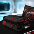 thumbnail image 5 of Erosebridal Sports Car Zipper Twin Comforter Sets with Fitted Sheet and 2 Pillowcases, Neon Cube Zipper Bedding Set, Red Black Cube, Black Reversible, 5 of 7