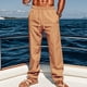 thumbnail image 4 of Ceisia Men's Trendy Solid Color Gift Elastic Drawstring Waist Straight Casual Trousers with Pockets, 4 of 6