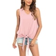thumbnail image 5 of Uvplove Womens Tie Front Chiffon Blouses V Neck for women Sleeveless Summer Tops Shirts,US Size,Pink,Small, 5 of 10