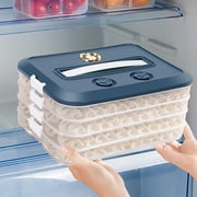 Food Storage Containers with Lids, Plastic Cookie Storage Containers Airtight, 4-Layer Stackable Food Containers Dumpling Storage Box, Blue