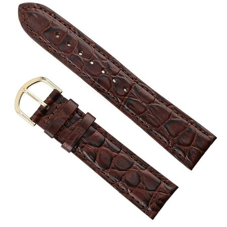 Croco Calf Padded Regular-Length Genuine Leather Replacement Watchband 14mm Brown