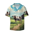 thumbnail image 4 of Uemuo Prairie Pasture Cow Pattern Cotton Linen Short Sleeve Shirts,Casual Lightweight Button Down Shirts,Vacation Beach Summer Tops-XX-Large, 4 of 7