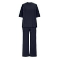 thumbnail image 7 of Bovxnpu Summer Casual Outfits For Women, 2 Piece Lounge Sets, Women's Summer Solid Color Casual Top Wide Leg Pants Track Suit Set XL, 7 of 7