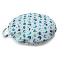 thumbnail image 1 of Cartoon Dino Round Floor Cushion with Handle, Continuous Dinosaurs and Geometric Shapes in Blue Tones, Decorative Pillow for Living Room & Dorms, 18" Round, Pale Blue Multicolor, by Ambesonne, 1 of 4
