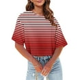 thumbnail image 3 of Summer Saving! Ashirexll Women's T-shirts, Womens Short Sleeve Tops, Fashion Women Summer Printed Round Neck T-shirt Short Sleeve Casual Blouse, 3 of 6