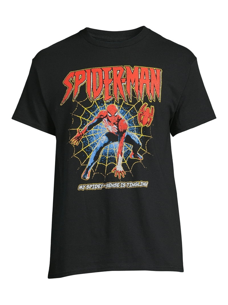Spider-Man Men's Web Walk Graphic Tee with Short Sleeves, Size S