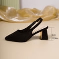 thumbnail image 4 of GERsome Women's Chunky Block Heels Elastic Slingback Summer Slip-On Closed Pointy Toe Party Wedding Dress Shoes, Black Size 5.5, 4 of 9
