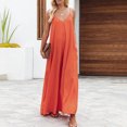 thumbnail image 4 of Jumpsuit Women'S High Waisted Wide Leg Loose Jumpsuit Casual Suspenders With Long Pants Zipper Jumpsuit,Orange Women'S Polyester Jumpsuit M, 4 of 9