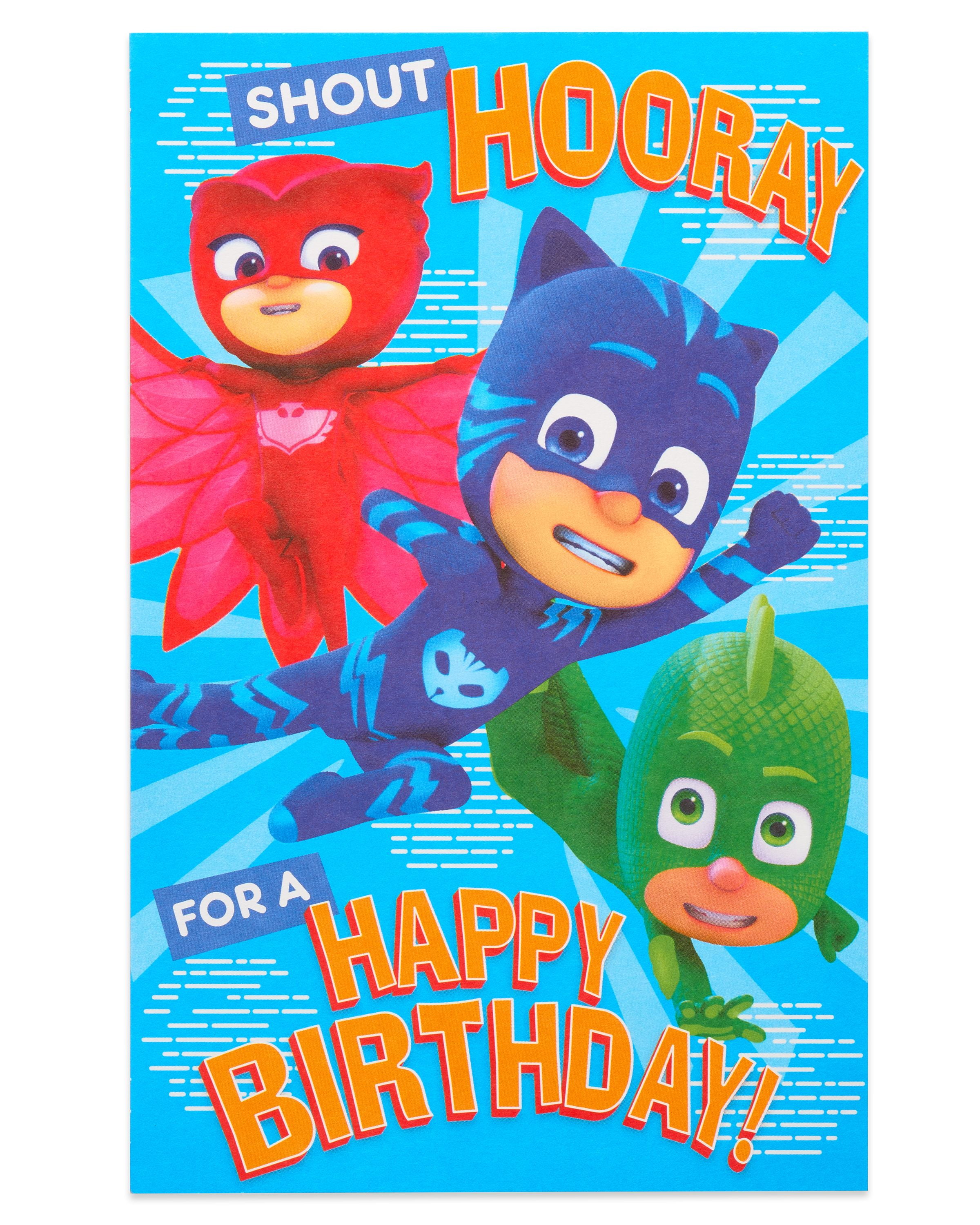 American Greetings PJ Masks Birthday Card with Stickers