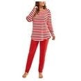 thumbnail image 3 of iOPQO Pajamas For Women Women's Striped Pajamas Set Long Sleeve Tops And Pants Joggers Loungewear Soft Sleepwearwomens Pajama Sets Lounge Sets For Women 2 Piece Red 4Xl, 3 of 8