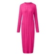 thumbnail image 4 of Ketyyh-chn99 Women's Knit Dresses Loose Dress Long Sleeve Knit Sweater Dress Winter Tunic Dresses Hot Pink,XL, 4 of 4