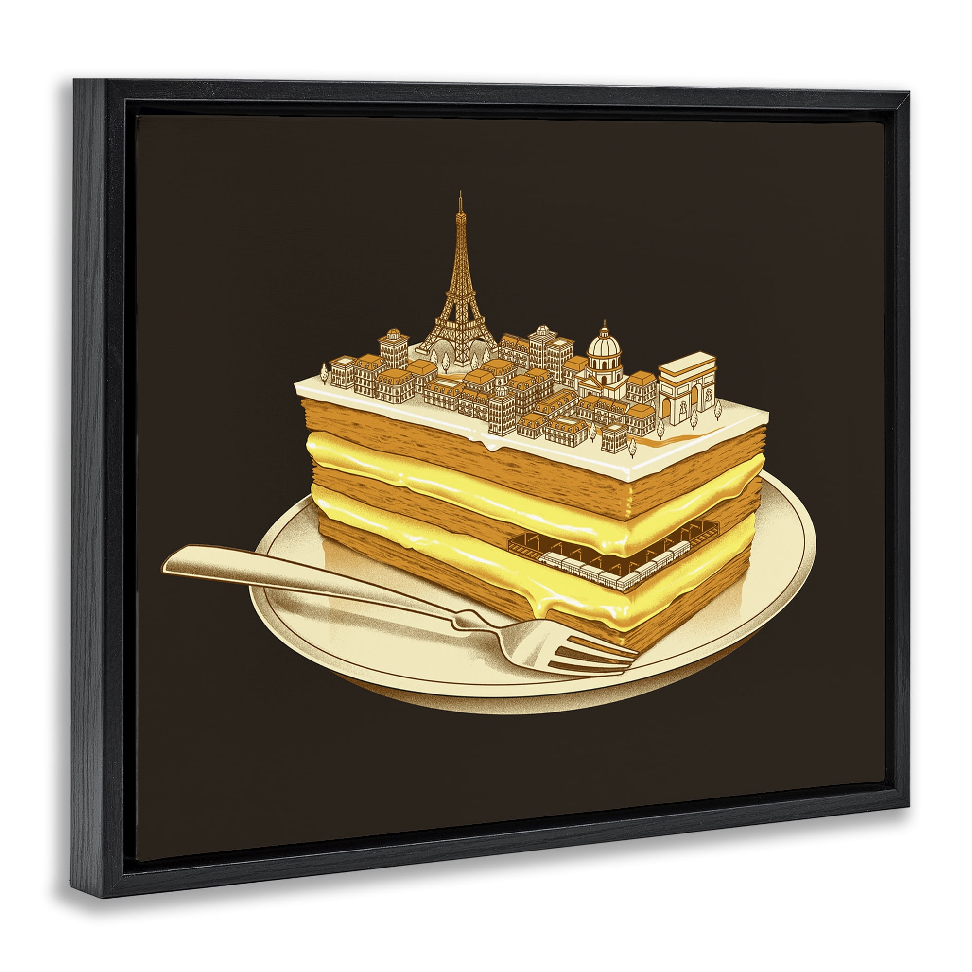 Stupell Industries Hungry For Travels Paris Black Framed Floater Canvas Wall Art, design by Tobe Fonseca