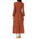 thumbnail image 3 of Vestidos A-Line en capas INSPIRE CHIC para mujer, vestido midi casual de manga larga con cuello redondo y bolsillos, M naranja, 3 of 6
