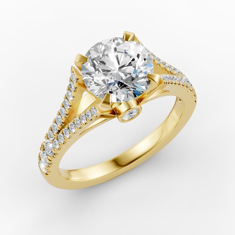 OMRE 4 Carat Moissanite Ring 18K Yellow Gold Plated 925 Sterling Silver Anniversary Engagement Wedding Promise Ring for Women