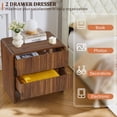thumbnail image 3 of LEFHDA 2 Drawer Fluted Nightstand, Wood Fluted Bedside Table for Bedroom, Mid-Century Modern End Tables(Walnut), 3 of 10