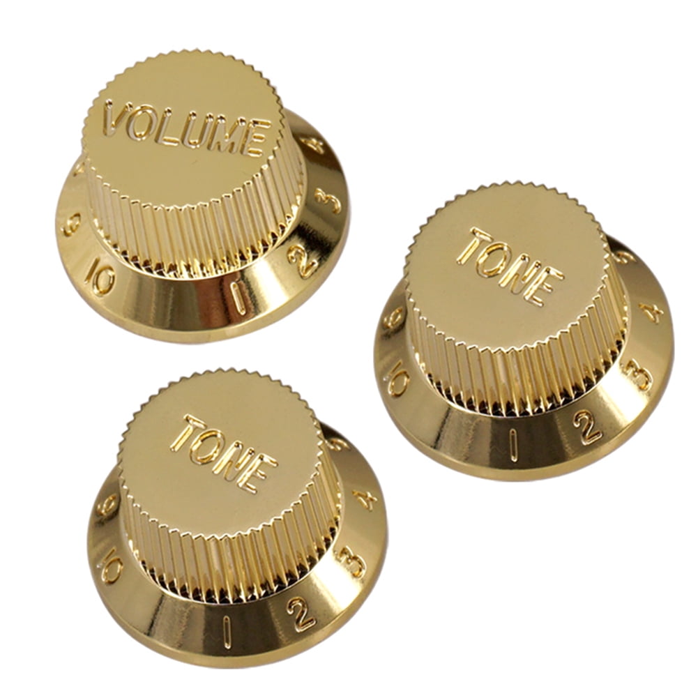 Golden Electric Guitar Bass Volume Tone Control Knobs Metal Top Hat Knobs Switch Knobs Accessory Parts 4Pcs Guitar Control Knob