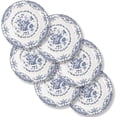 thumbnail image 1 of Platos para ensalada, juego de 6 platos de cerámica, platos de cocina aptos para microondas, platos blancos de 8 pulgadas, platos de postre, platos florales azules, platos de porcelana, 1 of 8